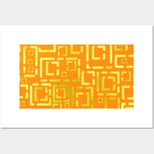 Deco Gold Blocks on Orange 5748 Posters and Art